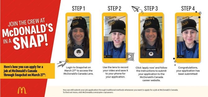 Snapchat may seem like an unusual social media platform to choose for recruiting, but McD received over 42,000 applications with this campaign!