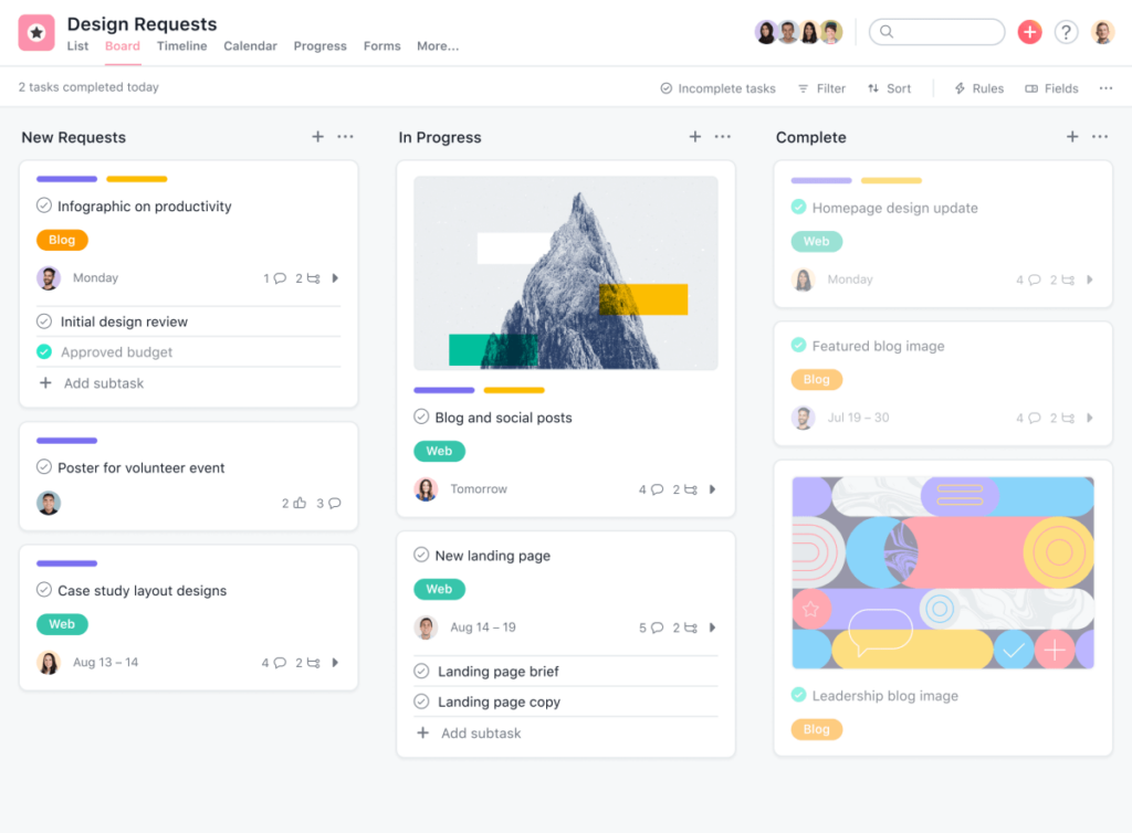 Asana Kanban boards