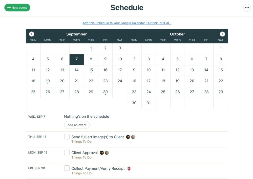 Basecamp shared calendar tool for managing a team’s schedule