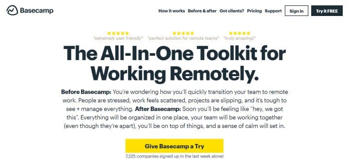 Basecamp - Project management tool for creative, remote teams