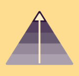 Illustration of a pyramid with an arrow pointing up, indication bottom-up estimation