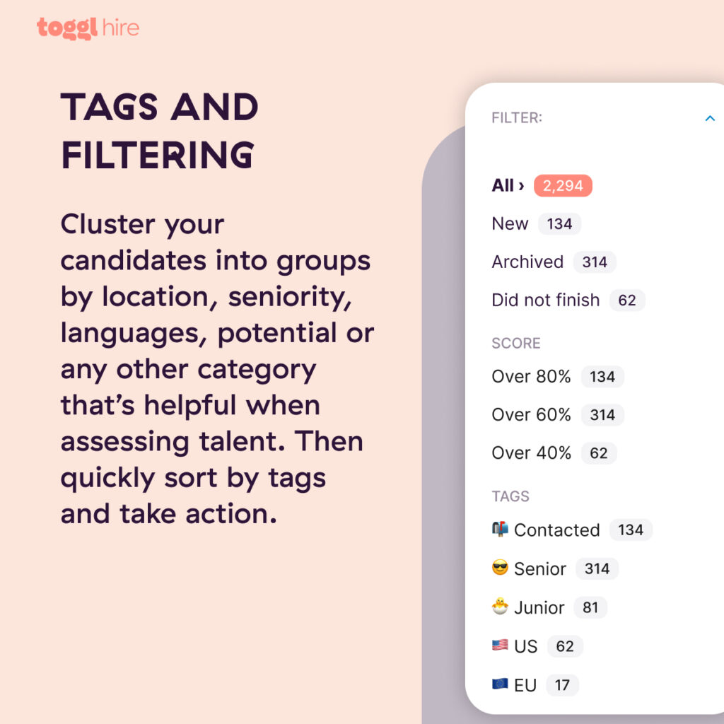 Skills assessment tools like Toggl Hire can ease the transition to skills-based hiring. 