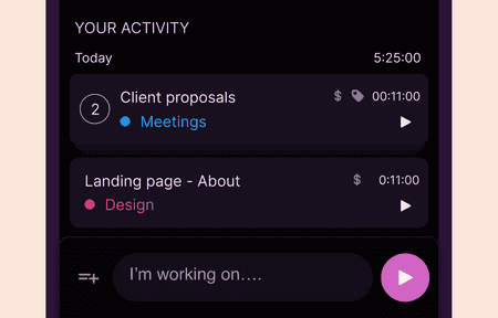 Toggl Track mobile app dark mode