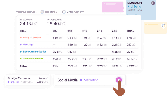 Different time entry options in Toggl Track