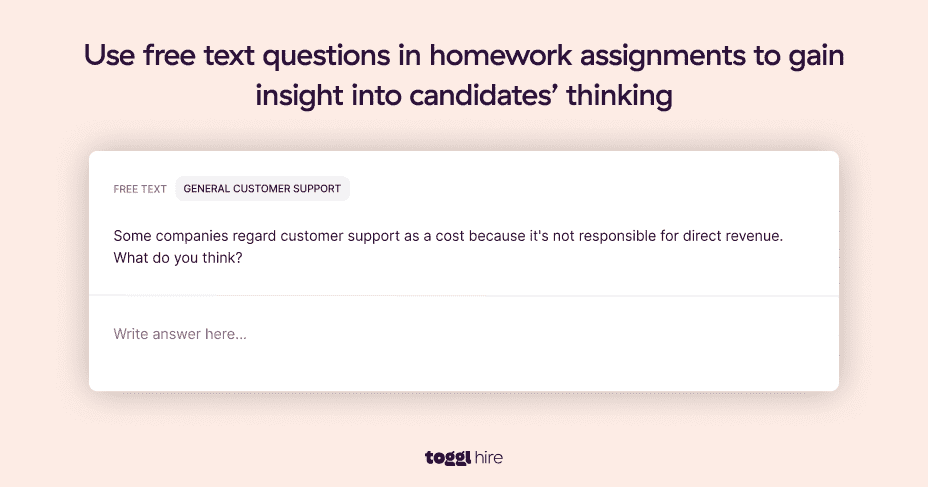 Homework assignments for candidate screening