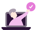 Illustration of someone on a laptop screen holding a checkmark