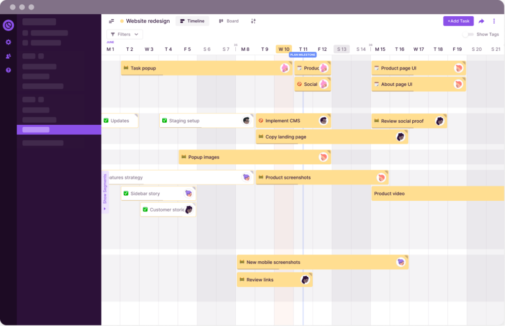 Toggl Plan's Project Timeline