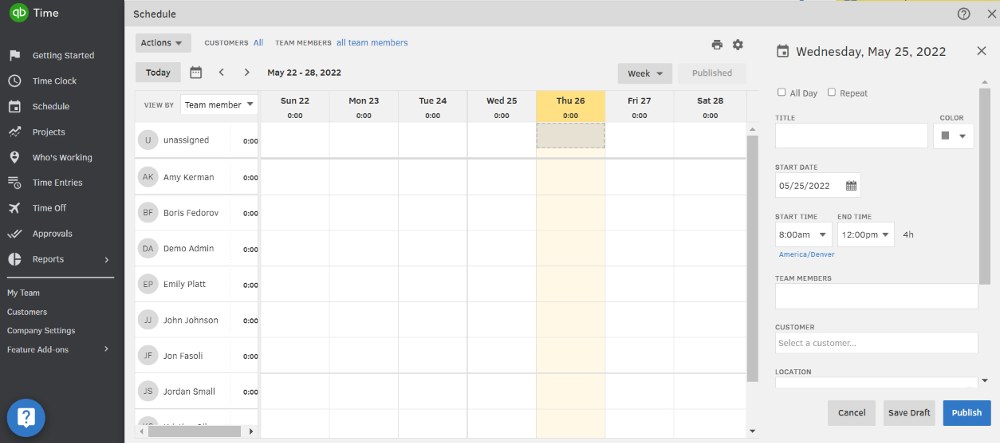 QuickBooks Time screenshot.