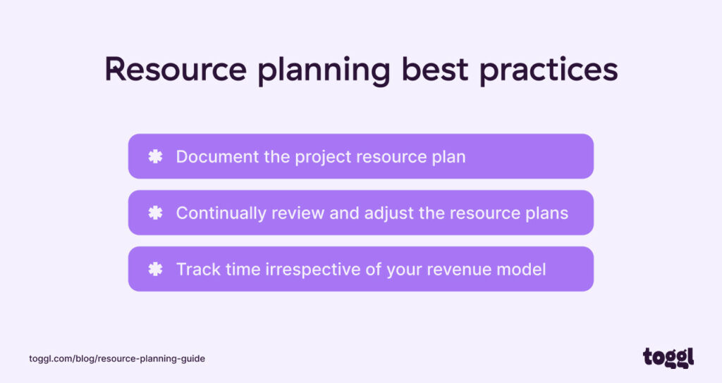 Graph showing the best practices for resource planning.