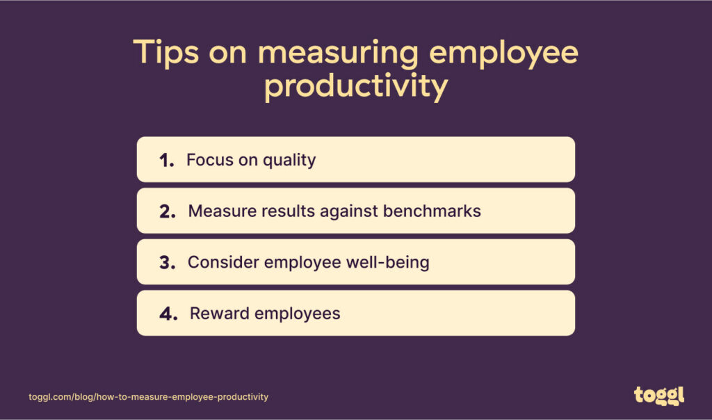 A graph showing tips on measuring employee productivity.