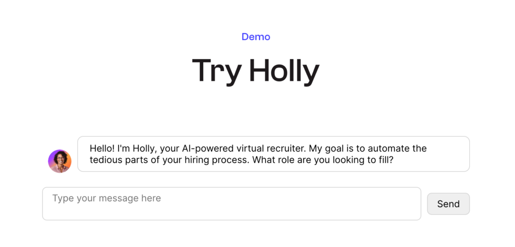 Holly AI virtual recruiter