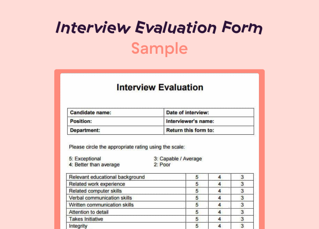 Interview Evaluation Form Sample