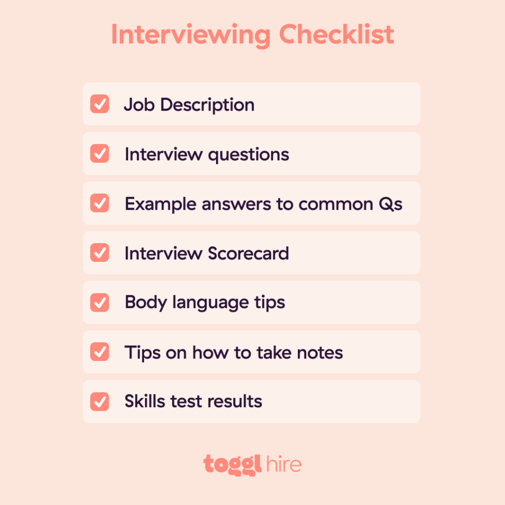 interviewing checklist for the hiring manager