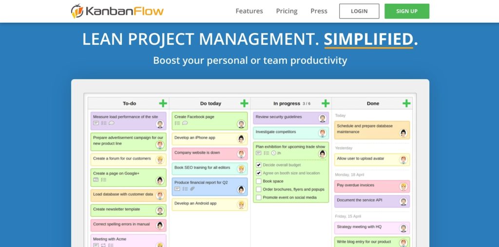 Kanbanflow project workflow management softwrae
