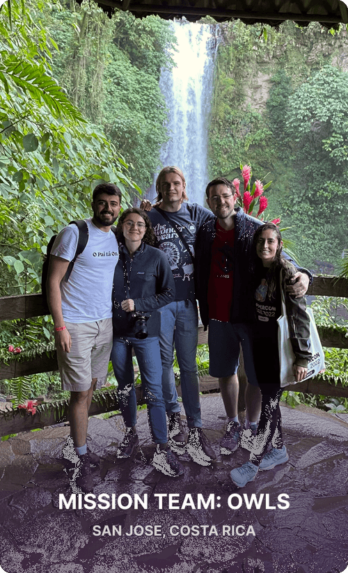 Photo of the Owls Mission team at a meetup in Costa Rica