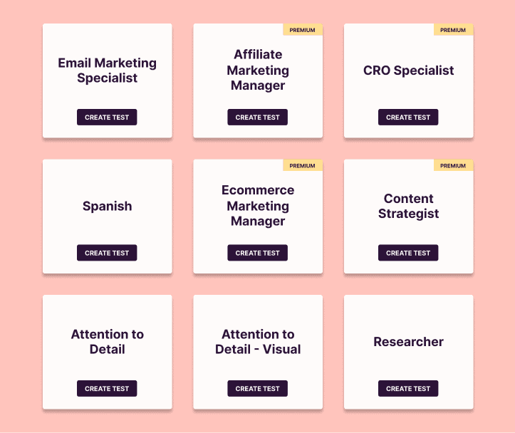 Just some of the new skills assessments that were added to the Toggl Hire Test Library in Q4!