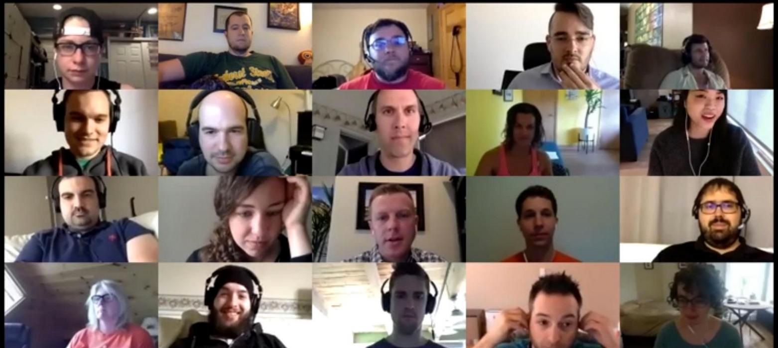 Screenshot of 20 people in a meeting via video call