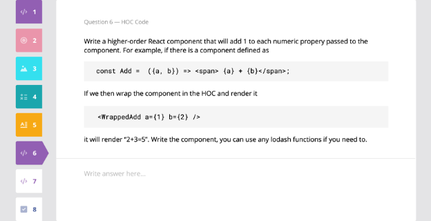 Screenshot of the skills-based test used for hiring