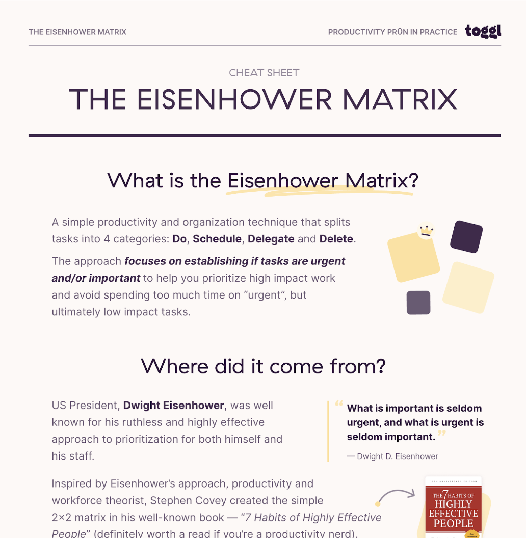 Preview of Eisenhower Matrix cheat sheet pdf