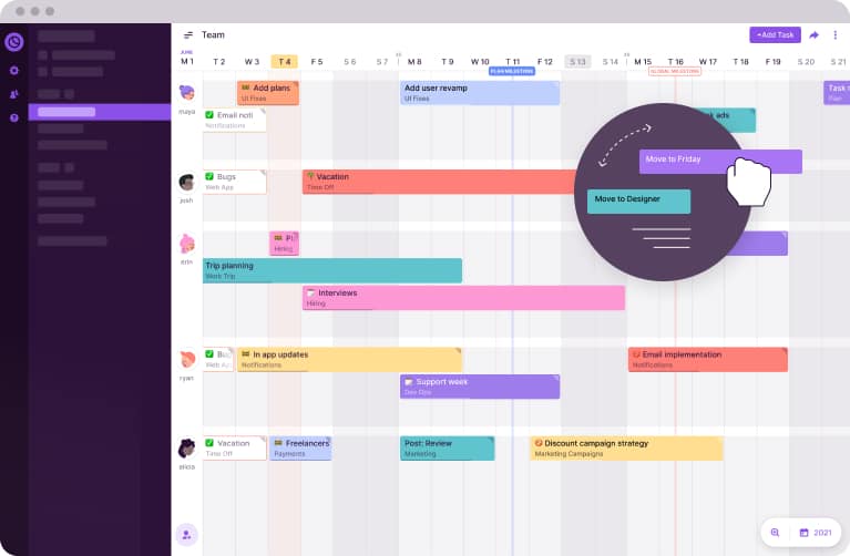 Toggl Plan's drag-and-drop timelines make it easy to create and adjust resource plans
