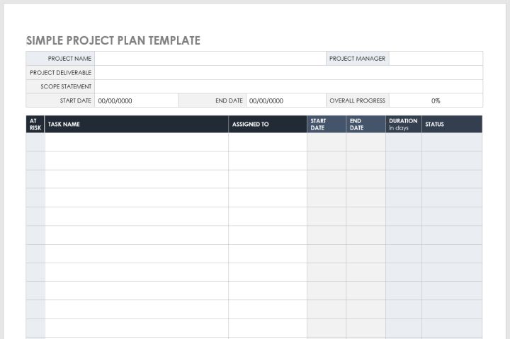 Simple Project Plan Template For MS Word