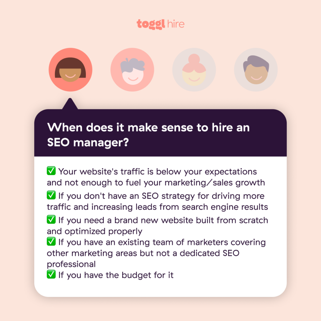 When to hire an SEO manager
